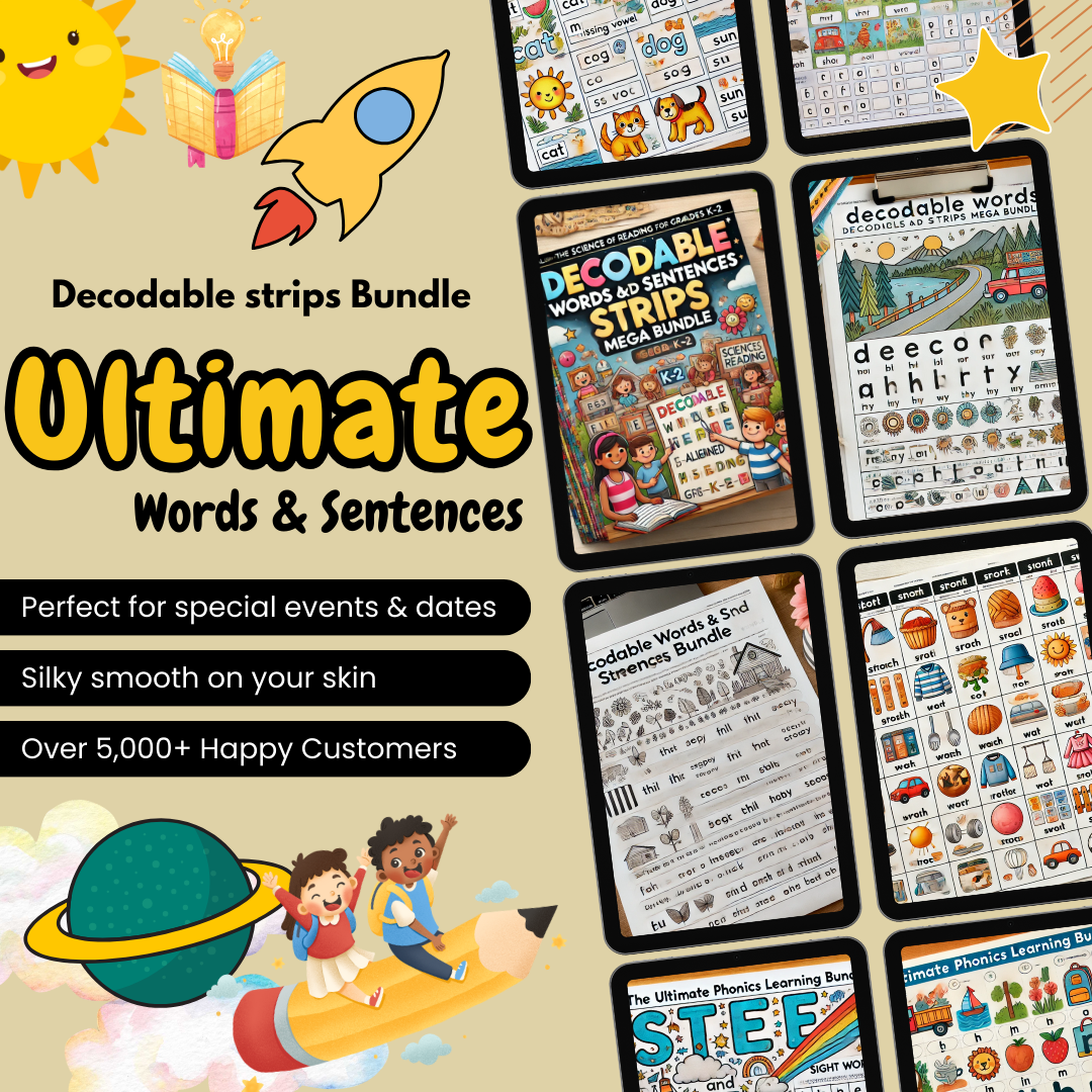 Decodable Words and Sentences Strips MEGA BUNDLE (Editable) - Aligned with Science of Reading for Grades K-2